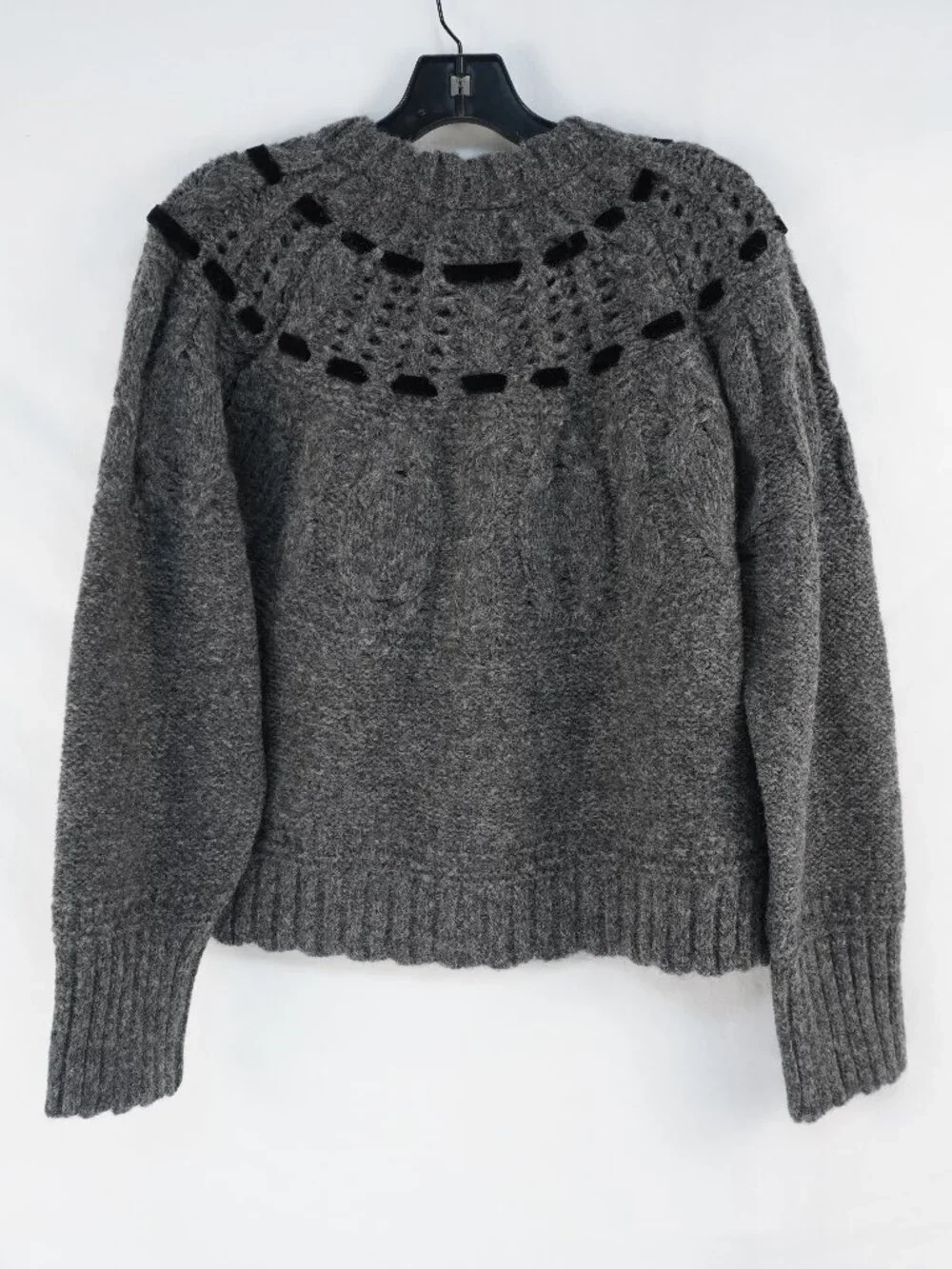 LoveShackFancy Clementian Cardigan In Dark Gray Melange - Women's Size XL - NWT
